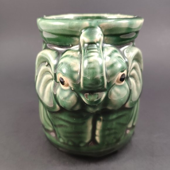 VTG Majolica Elephant Planter Vase 4.5" - Picture 2 of 11
